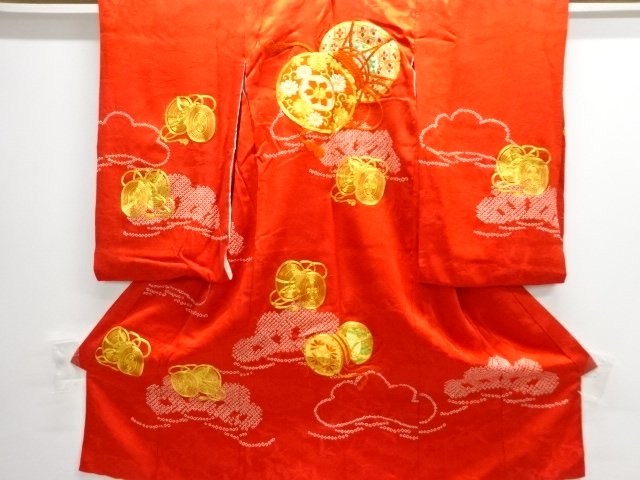 JAPANESE KIMONO / ANTIQUE KIMONO / EMBROIDERY / SHIBORI / DRUM
